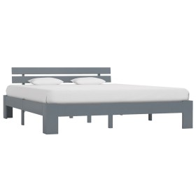 Solid gray pine wood bed frame 160x200 cm by vidaXL, Beds and slatted bases - Ref: Foro24-283170, Price: 120,41 €, Discount: %