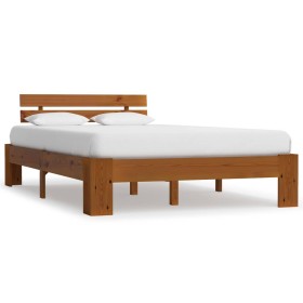 Estructura de cama madera maciza pino marrón miel 140x200 cm de vidaXL, Camas y somieres - Ref: Foro24-283181, Precio: 140,70...