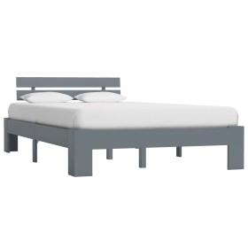 Solid gray pine wood bed frame 140x200 cm by vidaXL, Beds and slatted bases - Ref: Foro24-283169, Price: 109,99 €, Discount: %