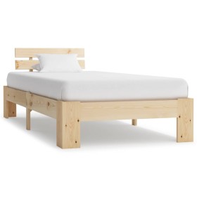 Solid pine wood bed frame 100x200 cm by vidaXL, Beds and slatted bases - Ref: Foro24-283161, Price: 85,96 €, Discount: %