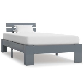 Solid gray pine wood bed frame 100x200 cm by vidaXL, Beds and slatted bases - Ref: Foro24-283167, Price: 113,99 €, Discount: %