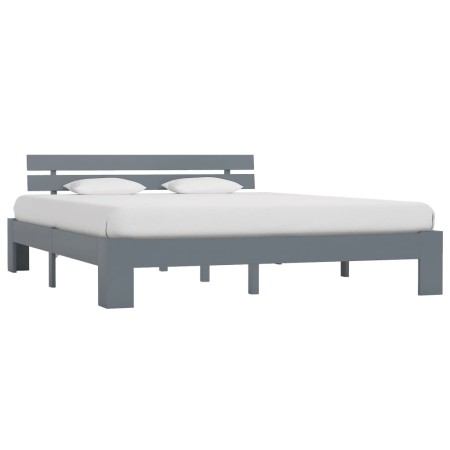 Solid gray pine wood bed frame 180x200 cm by vidaXL, Beds and slatted bases - Ref: Foro24-283171, Price: 125,51 €, Discount: %