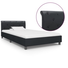 Black synthetic leather bed frame 100x200 cm by vidaXL, Beds and slatted bases - Ref: Foro24-284877, Price: 172,99 €, Discoun...