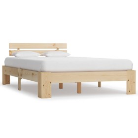 Solid pine wood bed frame 140x200 cm by vidaXL, Beds and slatted bases - Ref: Foro24-283163, Price: 114,28 €, Discount: %