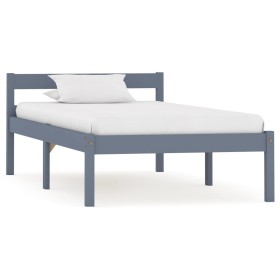 Solid gray pine wood bed frame 90x200 cm by vidaXL, Beds and slatted bases - Ref: Foro24-283196, Price: 75,08 €, Discount: %