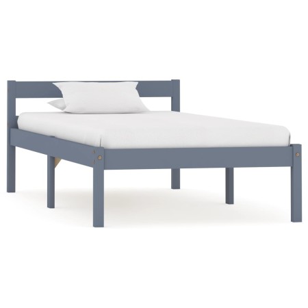 Estructura de cama de madera maciza de pino gris 90x200 cm de vidaXL, Camas y somieres - Ref: Foro24-283196, Precio: 92,66 €,...