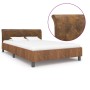 Estructura de cama de piel de ante artificial marrón 120x200 cm de vidaXL, Camas y somieres - Ref: Foro24-284890, Precio: 158...