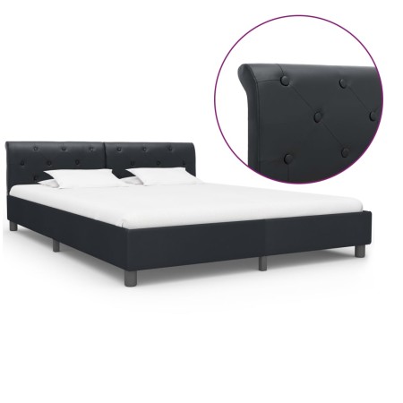 Black synthetic leather bed frame 180x200 cm by vidaXL, Beds and slatted bases - Ref: Foro24-284881, Price: 261,20 €, Discoun...