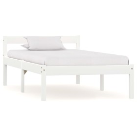 Solid white pine wood bed frame 100x200 cm by vidaXL, Beds and slatted bases - Ref: Foro24-283185, Price: 97,99 €, Discount: %