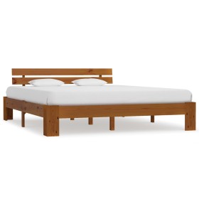 Estructura de cama madera maciza pino marrón miel 160x200 cm de vidaXL, Camas y somieres - Ref: Foro24-283182, Precio: 188,99...