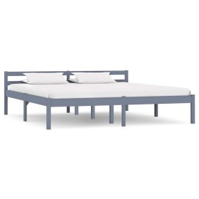 Estructura de cama de madera maciza de pino gris 180x200 cm de vidaXL, Camas y somieres - Ref: Foro24-283201, Precio: 104,01 ...