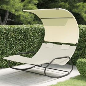 Double rocking lounger with cream canopy by vidaXL, Loungers - Ref: Foro24-317589, Price: 209,17 €, Discount: %