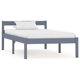 Solid gray pine wood bed frame 100x200 cm by vidaXL, Beds and slatted bases - Ref: Foro24-283197, Price: 64,99 €, Discount: %