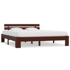 Dark brown solid pine wood bed frame 180x200 cm by vidaXL, Beds and slatted bases - Ref: Foro24-283177, Price: 141,04 €, Disc...