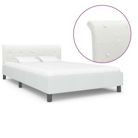 Estructura de cama de cuero sintético blanco 140x200 cm de vidaXL, Camas y somieres - Ref: Foro24-284873, Precio: 223,99 €, D...