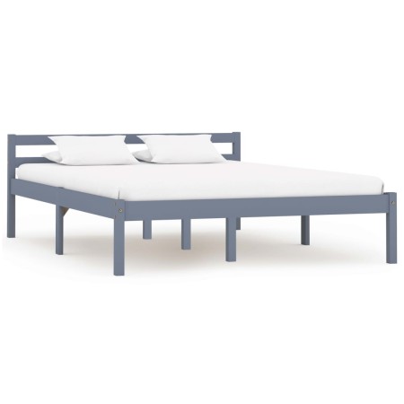 Solid gray pine wood bed frame 140x200 cm by vidaXL, Beds and slatted bases - Ref: Foro24-283199, Price: 105,99 €, Discount: %