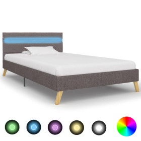 Bed frame with LED light gray fabric 100x200 cm by vidaXL, Beds and slatted bases - Ref: Foro24-284847, Price: 157,99 €, Disc...