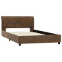 Brown artificial suede leather bed frame 100x200 cm by vidaXL, Beds and slatted bases - Ref: Foro24-284889, Price: 153,03 €, ...