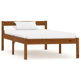 Solid pine wood bed frame honey brown 100x200 cm by vidaXL, Beds and slatted bases - Ref: Foro24-283209, Price: 74,99 €, Disc...