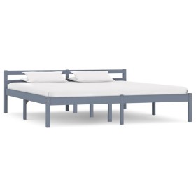 Estructura de cama de madera maciza de pino gris 160x200 cm de vidaXL, Camas y somieres - Ref: Foro24-283200, Precio: 100,35 ...