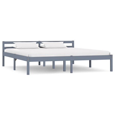 Solid gray pine wood bed frame 160x200 cm by vidaXL, Beds and slatted bases - Ref: Foro24-283200, Price: 100,35 €, Discount: %