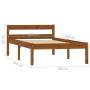 Solid pine wood bed frame honey brown 100x200 cm by vidaXL, Beds and slatted bases - Ref: Foro24-283209, Price: 74,66 €, Disc...