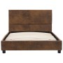 Brown artificial suede leather bed frame 90x200 cm by vidaXL, Beds and slatted bases - Ref: Foro24-284780, Price: 127,69 €, D...