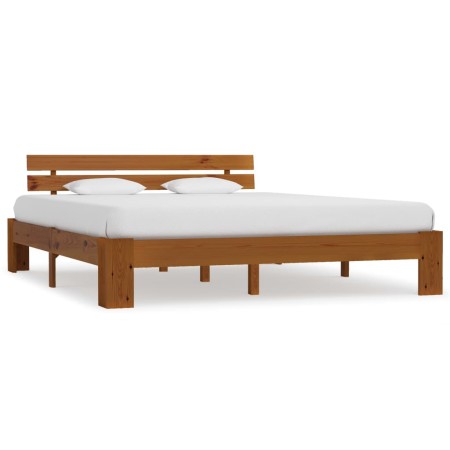 Honey brown pine solid wood bed frame 180x200 cm by vidaXL, Beds and slatted bases - Ref: Foro24-283183, Price: 198,99 €, Dis...