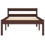 Dark brown solid pine wood bed frame 90x200 cm by vidaXL, Beds and slatted bases - Ref: Foro24-283202, Price: 74,99 €, Discou...