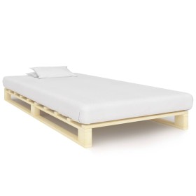 Solid pine wood pallet bed frame 100x200 cm by vidaXL, Beds and slatted bases - Ref: Foro24-285235, Price: 86,58 €, Discount: %