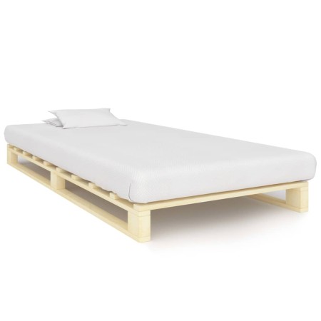 Solid pine wood pallet bed frame 100x200 cm by vidaXL, Beds and slatted bases - Ref: Foro24-285235, Price: 95,51 €, Discount: %