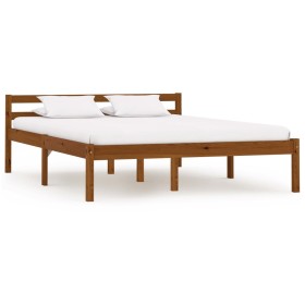 Solid pine wood bed frame honey brown 140x200 cm by vidaXL, Beds and slatted bases - Ref: Foro24-283211, Price: 134,33 €, Dis...