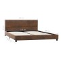 Brown artificial suede leather bed frame 120x200 cm by vidaXL, Beds and slatted bases - Ref: Foro24-284782, Price: 142,76 €, ...