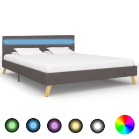 Bed frame with LED in light gray fabric 120x200 cm by vidaXL, Beds and slatted bases - Ref: Foro24-284848, Price: 169,99 €, D...