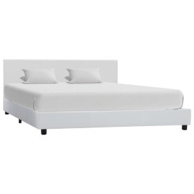 White synthetic leather bed frame 140x200 cm by vidaXL, Beds and slatted bases - Ref: Foro24-284765, Price: 255,99 €, Discoun...