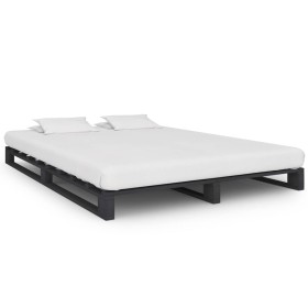 Pallet bed frame solid gray pine wood 120x200 cm by vidaXL, Beds and slatted bases - Ref: Foro24-285250, Price: 129,99 €, Dis...