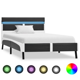 Estructura de cama con LED de cuero sintético gris 90x200 cm de vidaXL, Camas y somieres - Ref: Foro24-280307, Precio: 177,99...