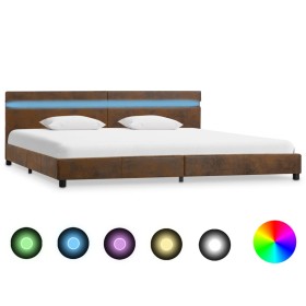 Bed frame with LED brown fabric 180x200 cm by vidaXL, Beds and slatted bases - Ref: Foro24-284809, Price: 248,99 €, Discount: %