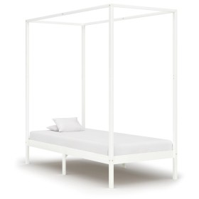 Bed frame with canopy solid white pine wood 90x200 cm by vidaXL, Beds and slatted bases - Ref: Foro24-283262, Price: 132,12 €...