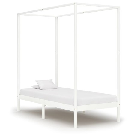 Bed frame with canopy solid white pine wood 90x200 cm by vidaXL, Beds and slatted bases - Ref: Foro24-283262, Price: 132,99 €...