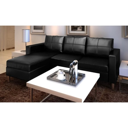 Modulares 3-Sitzer-Sofa aus schwarzem Kunstleder von vidaXL, Sofas - Ref: Foro24-241979, Preis: 495,92 €, Rabatt: %