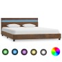 Estructura de cama con LED tela marrón 140x200 cm de vidaXL, Camas y somieres - Ref: Foro24-284807, Precio: 228,22 €, Descuen...