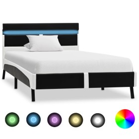 Estructura de cama con LED cuero sintético negro 90x200 cm de vidaXL, Camas y somieres - Ref: Foro24-280302, Precio: 179,99 €...