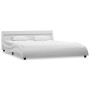 Bed frame with LED white synthetic leather 120x200 cm by vidaXL, Beds and slatted bases - Ref: Foro24-285674, Price: 234,27 €...