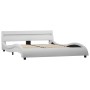 Bed frame with LED white synthetic leather 120x200 cm by vidaXL, Beds and slatted bases - Ref: Foro24-285674, Price: 234,27 €...