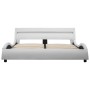 Bed frame with LED white synthetic leather 120x200 cm by vidaXL, Beds and slatted bases - Ref: Foro24-285674, Price: 234,27 €...