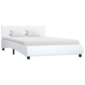 Estructura de cama de cuero sintético blanco 140x200 cm de vidaXL, Camas y somieres - Ref: Foro24-285459, Precio: 205,99 €, D...