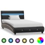 Estructura de cama con LED cuero sintético negro 90x200 cm de vidaXL, Camas y somieres - Ref: Foro24-280332, Precio: 181,77 €...