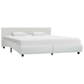 White synthetic leather bed frame 160x200 cm by vidaXL, Beds and slatted bases - Ref: Foro24-285460, Price: 216,53 €, Discoun...