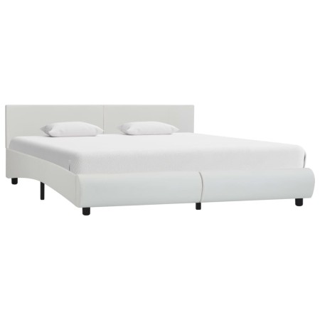 White synthetic leather bed frame 160x200 cm by vidaXL, Beds and slatted bases - Ref: Foro24-285460, Price: 216,99 €, Discoun...